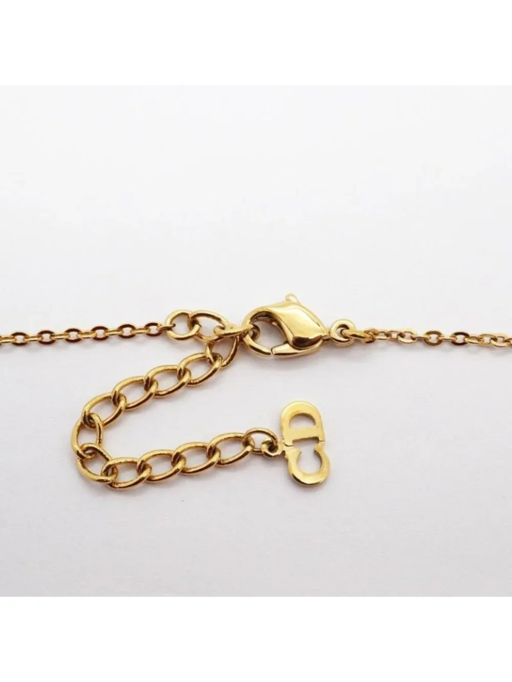 Dior Necklace Emblem Heart Motif Gold Plated Line Stone - Picture 4 of 8